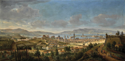 ₴ Репродукція міський краєвид від 328 грн.: Мессіна, панорамний вид міста, на море від Колле дель Тірона