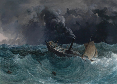 ⚓Репродукція морський пейзаж від 229 грн.: Пароплав "Маріанна" у шторм на Чорному морі