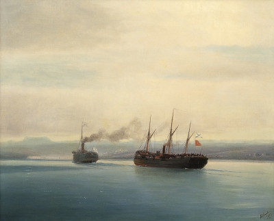 ₴ Купить картину море известного художника от 193 грн.: Буксировка турецкого корабля "Мерсина"
