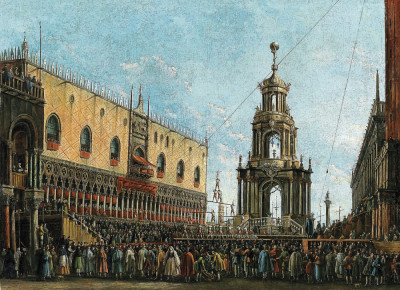 ₴ Репродукція міський краєвид від 235 грн.: Фестиваль жиру у четвер перед Герцогським палацом у Венеції