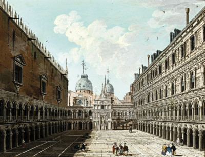 ₴ Репродукція міський краєвид від 241 грн.: Вид двору палацу Дожів, Венеція