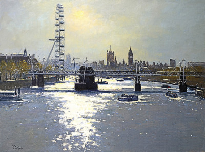₴ Картина міський краєвид художника від 235 грн.: Сонячне світло на Темзі