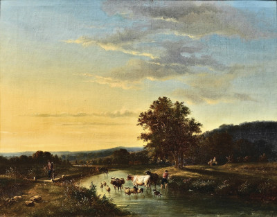 ₴ Репродукция пейзаж от 363 грн.: Скот, пересекающий реку