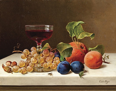 ₴ Репродукція натюрморт від 325 грн.: Натюрморт з фруктами, горіхами та чаркою