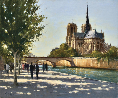 ₴ Картина міський краєвид художника від 265 грн.: Готичний блиск з Сени, Париж