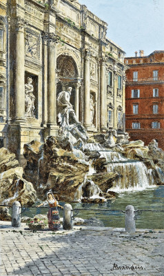 ₴ Репродукция городской пейзаж от 176 грн.: Фонтан Треви в Риме