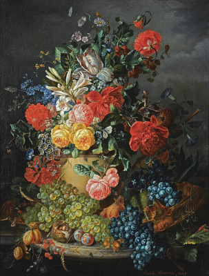 ₴ Репродукция натюрморт от 252 грн.: Цветы и виноград