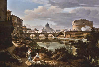 ₴ Репродукція міський краєвид 328 грн.: Рим, вид на річку Тибр із замком Святого Ангела та базиліки Святого Петра