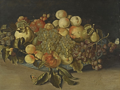₴ Репродукция натюрморт от 241 грн.: Ежевика, яблоки, персики и груша в китайском фарфоре