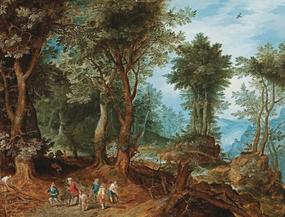 ₴ Репродукція краєвид від 241 грн.: Лісовий краєвид з Авраамом та Ісааком на шляху до місця жертвопринесення