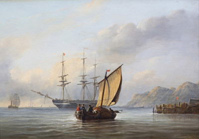 ⚓Репродукція морський пейзаж від 223 грн.: Три щоглове судно та рибальський човен біля