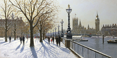 ₴ Картина міський краєвид художника від 241 грн.: Сніг на набережній, Лондон