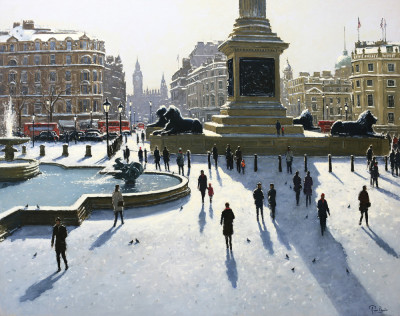₴ Картина міський краєвид художника від 253 грн.: Сніг, Трафальгарська площа, Лондон