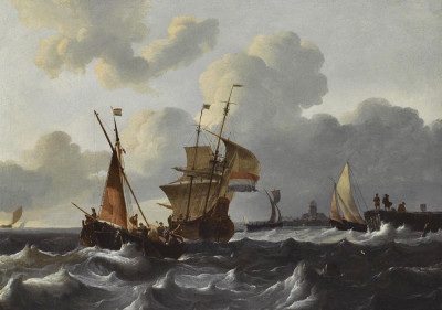 ⚓Репродукція морський краєвид від 337 грн.: Голландське судноплавство у мінливих водах біля голландського села