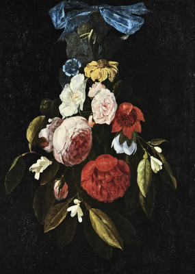 ₴ Репродукція натюрморт від 268 грн.: Квіти, що висять на блакитній стрічці