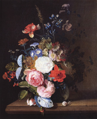 ₴ Репродукция картины натюрморт от 312 грн.: Цветы в вазе на выступе