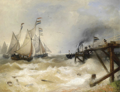 ⚓Репродукція морський пейзаж від 247 грн.: Буксирування яхт у шторм