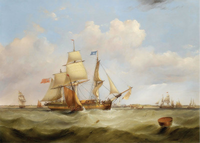 ₴ Купить картину море художника от 175 грн.: Торговое судно, укрытое от устья
