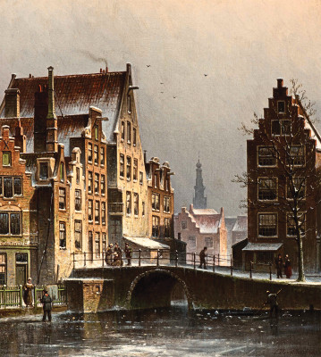 ₴ Репродукція міський краєвид 286 грн.: Лангебрюгштиг в Амстердамі в зимовий день