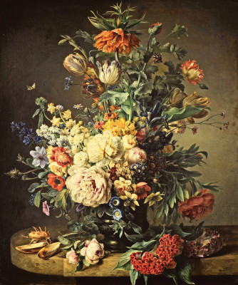₴ Репродукция натюрморт от 232 грн.: Розы, тюльпаны и имперская корона