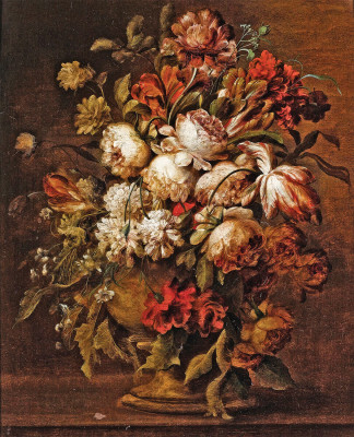 ₴ Репродукція натюрморт від 312 грн.: Квіти у вазі на виступі