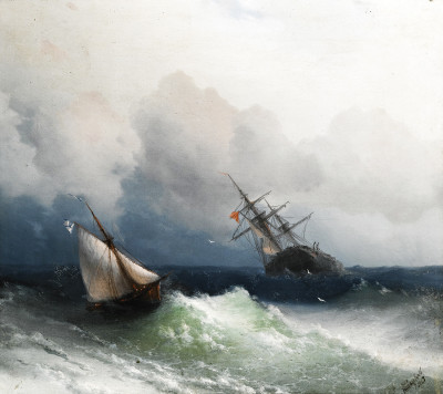 ₴ Купить картину море известного художника от 212 грн.: Два корабля в бушующем море