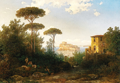 ₴ Картина пейзаж художника від 189 грн.: Искья з видом на Арагонський замок