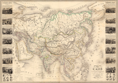 ₴ Купить старинную карту высокого разрешения от 175 грн.: Илюстрованная карта Азии