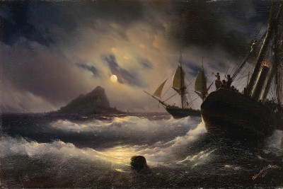 ₴ Купить картину море известного художника от 166 грн.: Гибралтар ночью