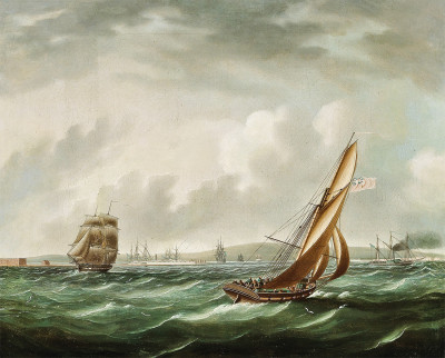 ⚓Репродукція морський краєвид від 372 грн.: Фрегат Королівського флоту та інші кораблі в Соленті біля острова Уайт