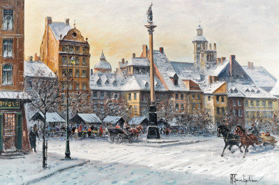 ₴ Репродукція міський пейзаж від 285 грн.: Зима у Варшаві