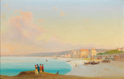 ₴ Картина міський пейзаж художника від 204 грн.: Ніцца, вид на пляж з набережної Міді