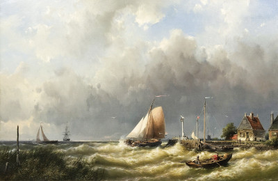 ₴ Купити картину море художника від 212 грн.: Вітрильні суда в бурхливих морях вздовж узбережжя