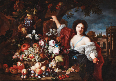 ₴ Репродукція натюрморт від 229 грн.: Алегорична жіноча фігура з квітами та фруктами