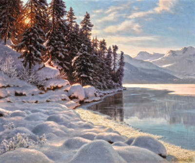 ₴ Репродукция картины пейзаж известного художника от 198 грн.: Зима на Энгадине