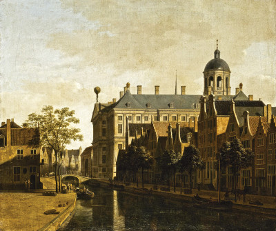 ₴ Репродукція міський краєвид від 265 грн.: Вид каналу та ратуші в Амстердамі