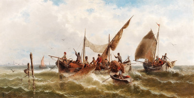 ₴ Репродукция картины морской пейзаж художника от 134 грн.: Рыбацкие лодки напротив Венеции