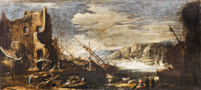 ⚓Репродукція морський краєвид від 206 грн.: Прибережний краєвид з аварією корабля і руїнами