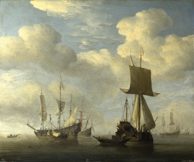 ⚓Репродукция морской пейзаж от 265 грн.: Английский и голландские суда в штиль