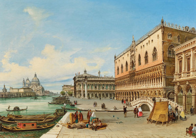 ₴ Картина городской пейзаж художника от 229 грн.: Моло с Палаццо Дукале