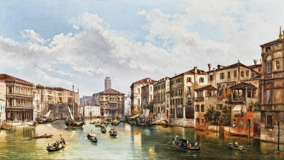 ₴ Репродукция городской пейзаж от 187 грн.: Вид на Большой канал из дома художника в Венеции