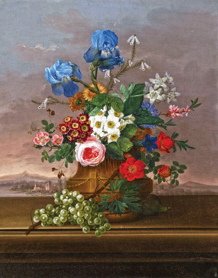 ₴ Репродукція натюрморт від 247 грн.: Квітка з виноградом на тлі пейзажу