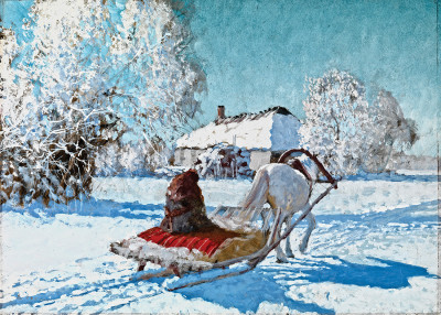 ₴ Картина пейзаж художника от 177 грн.: Зимняя сцена
