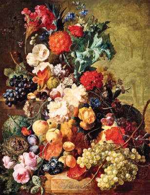 ₴ Репродукція натюрморт від 325 грн.: Квіти та фрукти