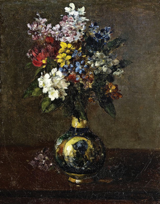 ₴ Репродукція натюрморт від 198 грн.: Букет квітів у вазі з майоліки