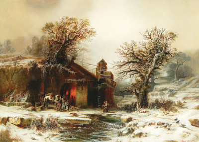 ₴ Картина пейзаж художника від 236 грн.: Зимовий пейзаж з кузнею