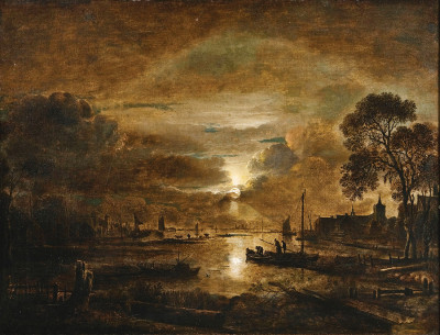 ₴ Репродукция пейзаж от 317 грн.: Лунный свет на голландской реке