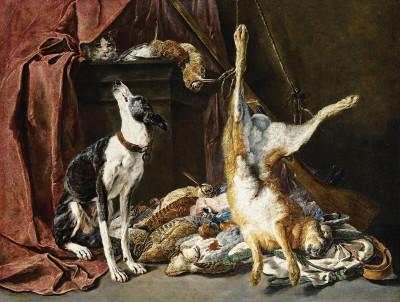 ₴ Картина натюрморт художника від 186 грн.: Натюрморт з дичиною, собакою та кішкою