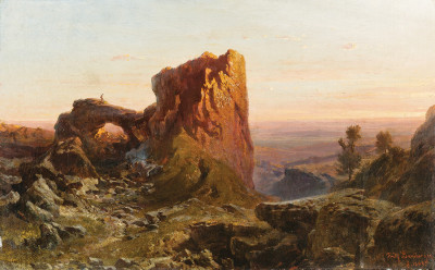 ₴ Репродукція краєвид від 205 грн.: Іспанський гірський пейзаж на заході сонця