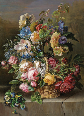 ₴ Репродукція натюрморт від 200 грн.: Багатий натюрморт із квітами